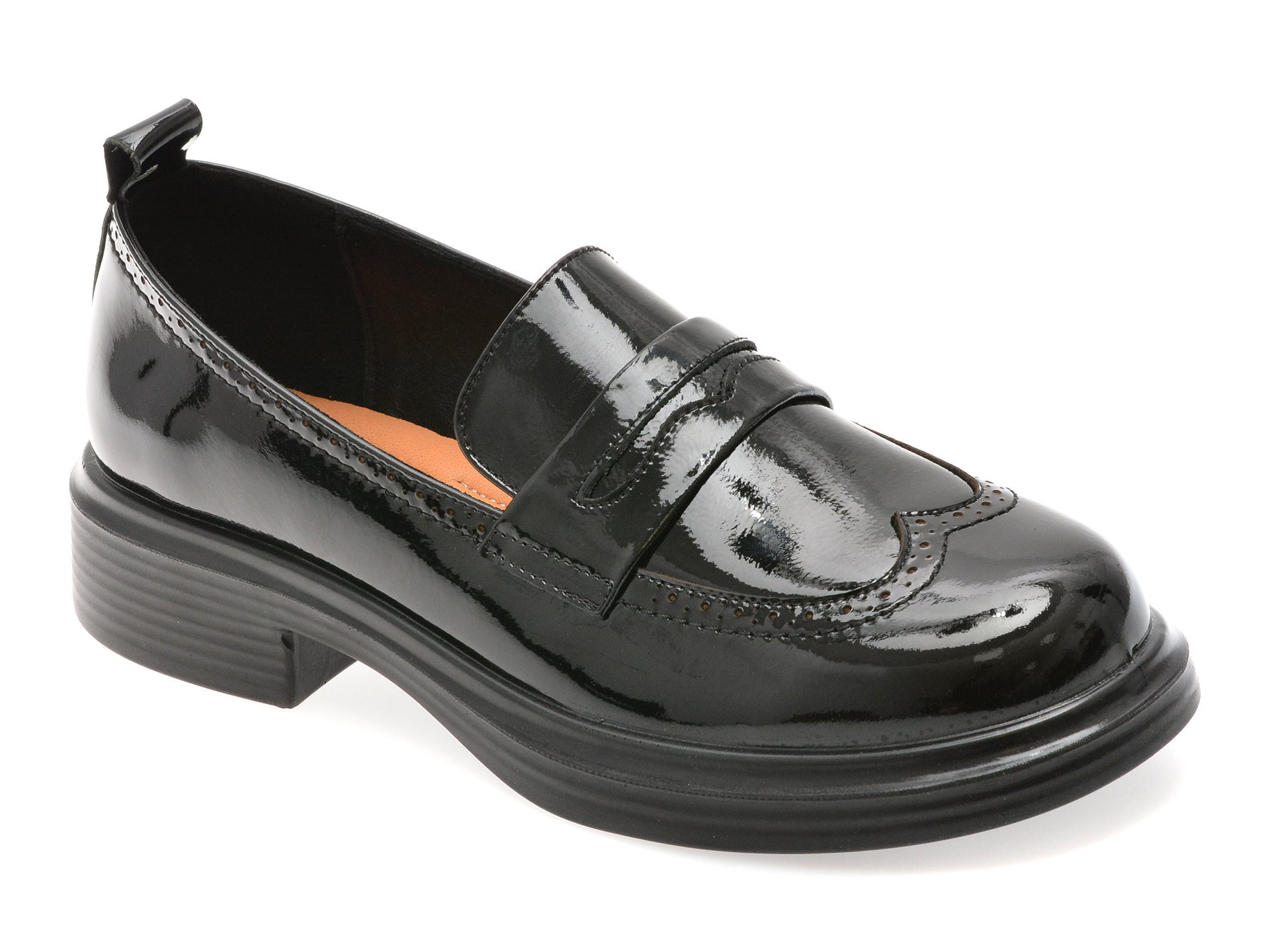 Mocasini Epica Negri Piele Lacuită