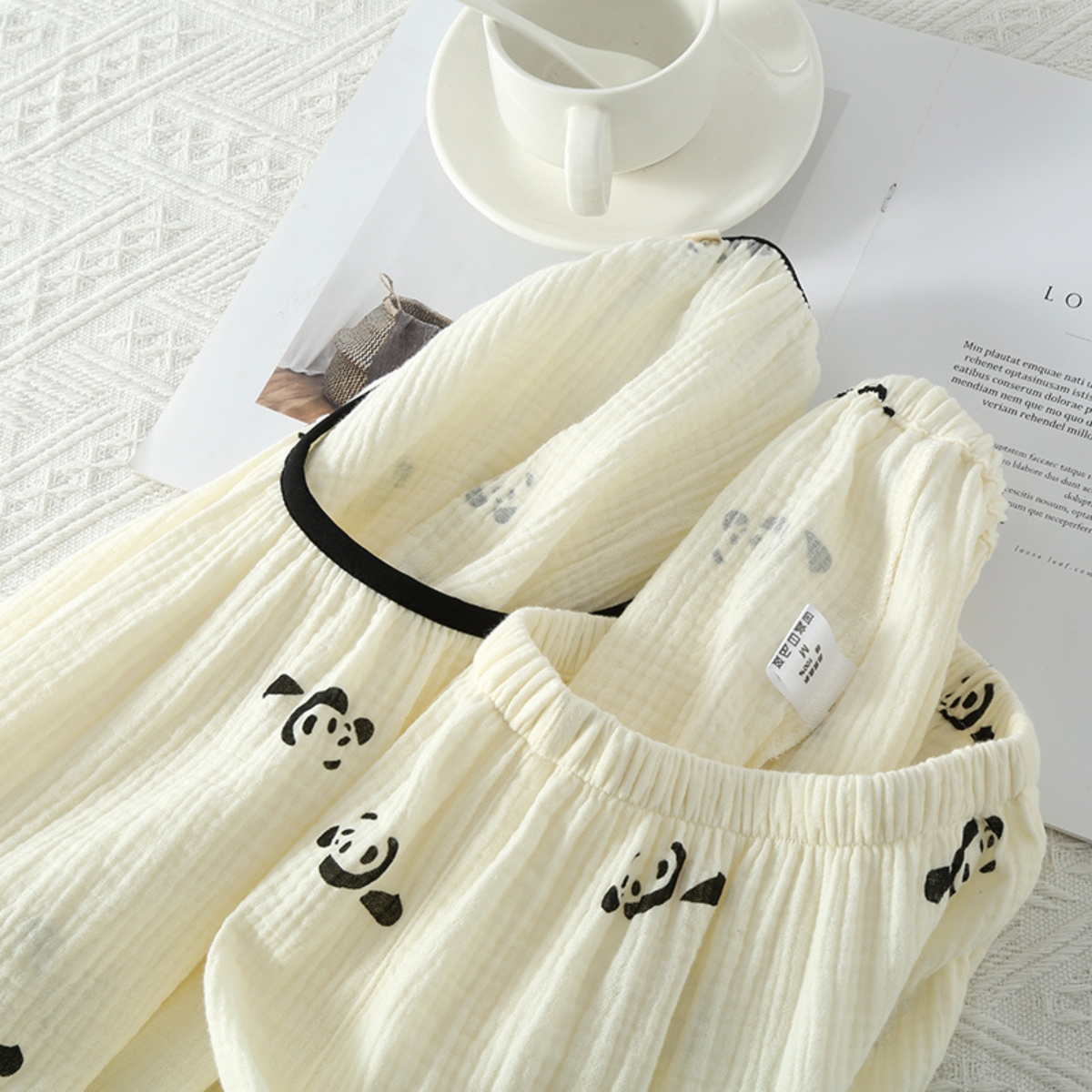 Pijama dama Panda Mood 2 piese bumbac, Delis PJ025 Bej - imagine 3