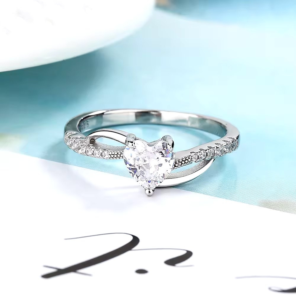 Inel Argint Inima Placat Rodiu | Delis - imagine 3