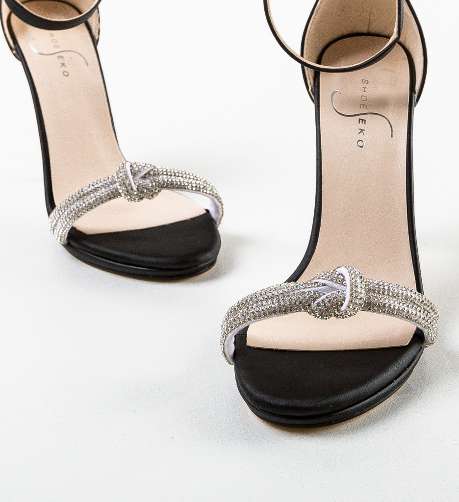 Sandale Nishio Negre cu Toc Elegante - imagine 6