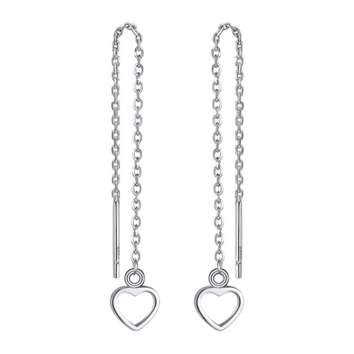 Cercei Lungi Inimioara Argint Delis - Eleganță