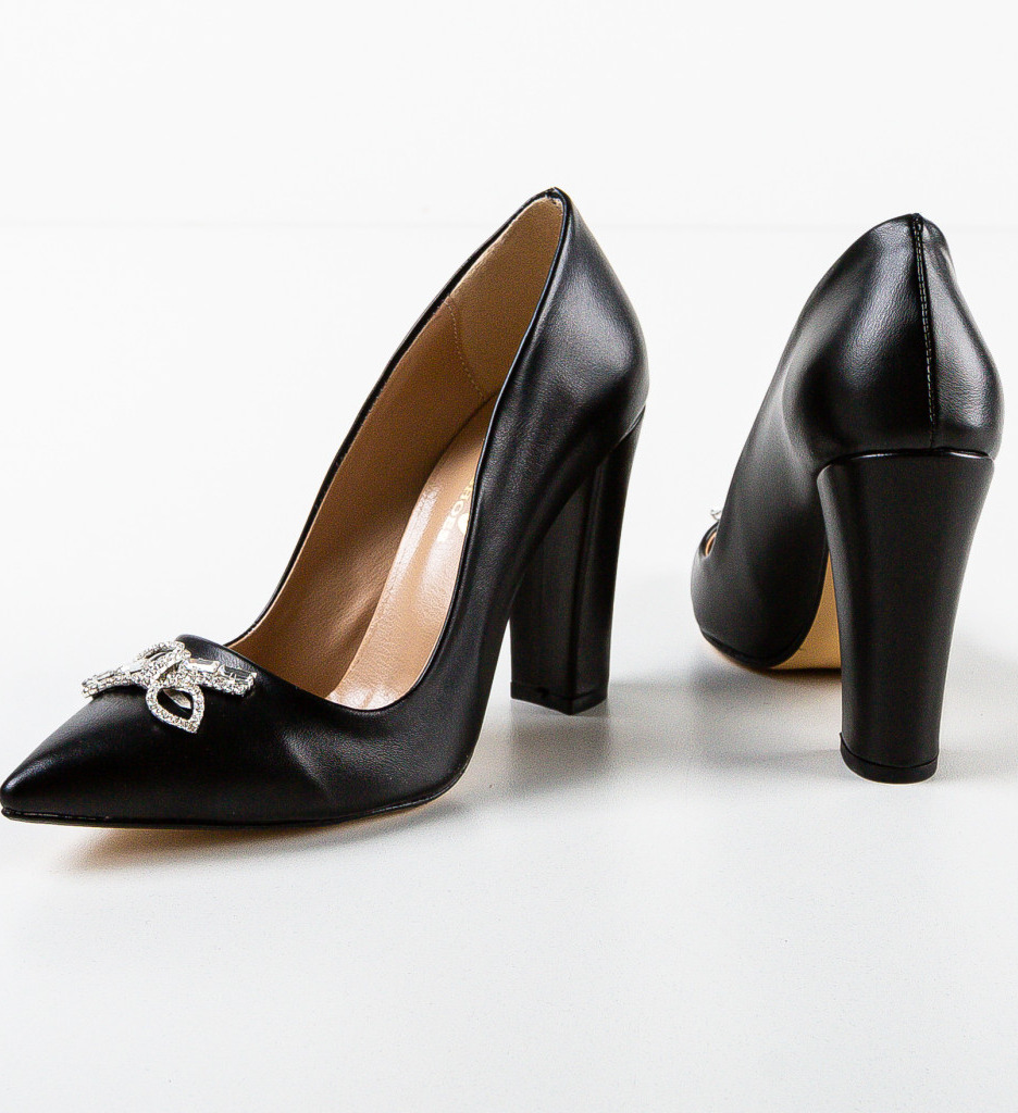 Pantofi Saxona Negri Eleganți cu Toc - imagine 6