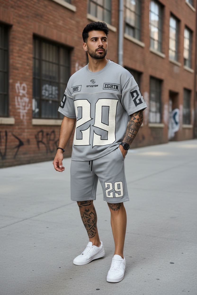 Compleu Vara Tricou si Pantaloni Gri – Confort Ideal