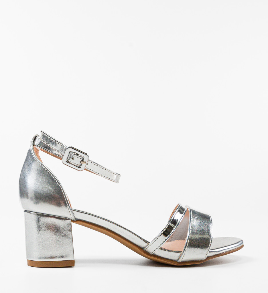 Sandale cu Toc Urszula Argintii | Eleganță - imagine 6