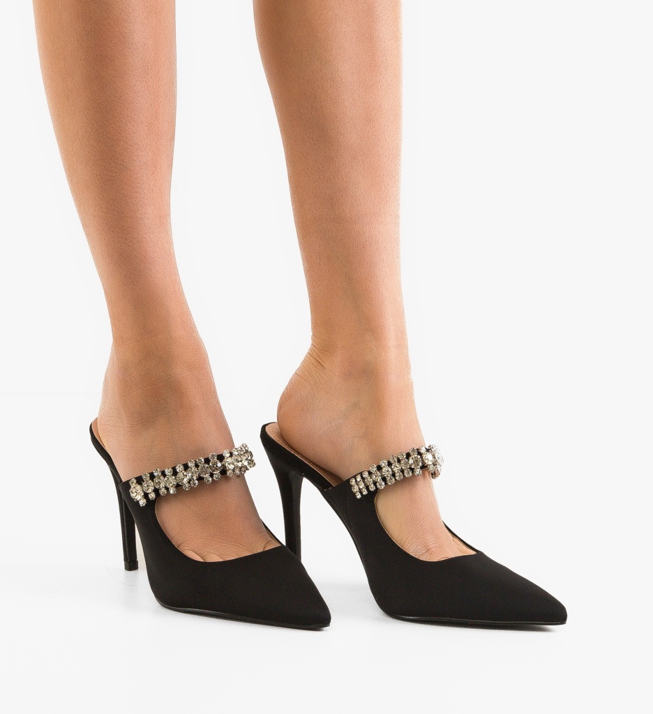 Pantofi Dama Zayn Negri cu Toc Eleganți