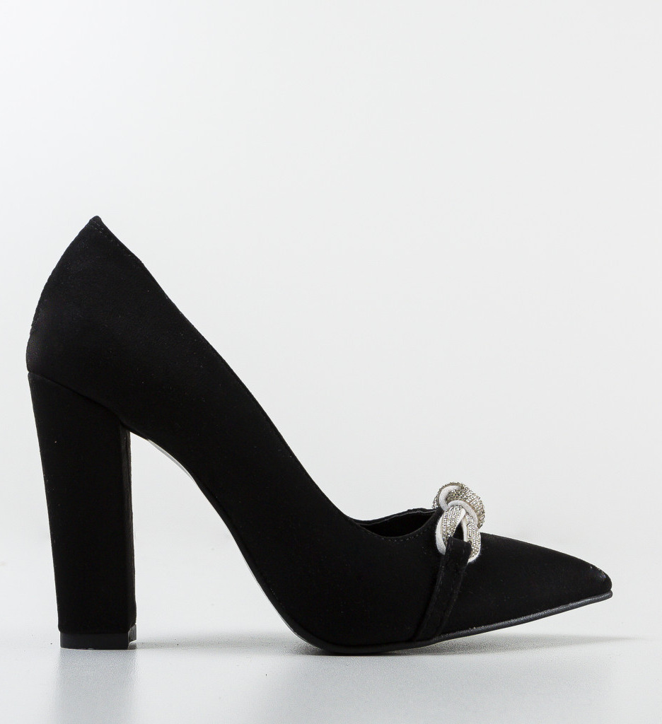 Pantofi Otbal Negri cu Toc Eleganți - imagine 5