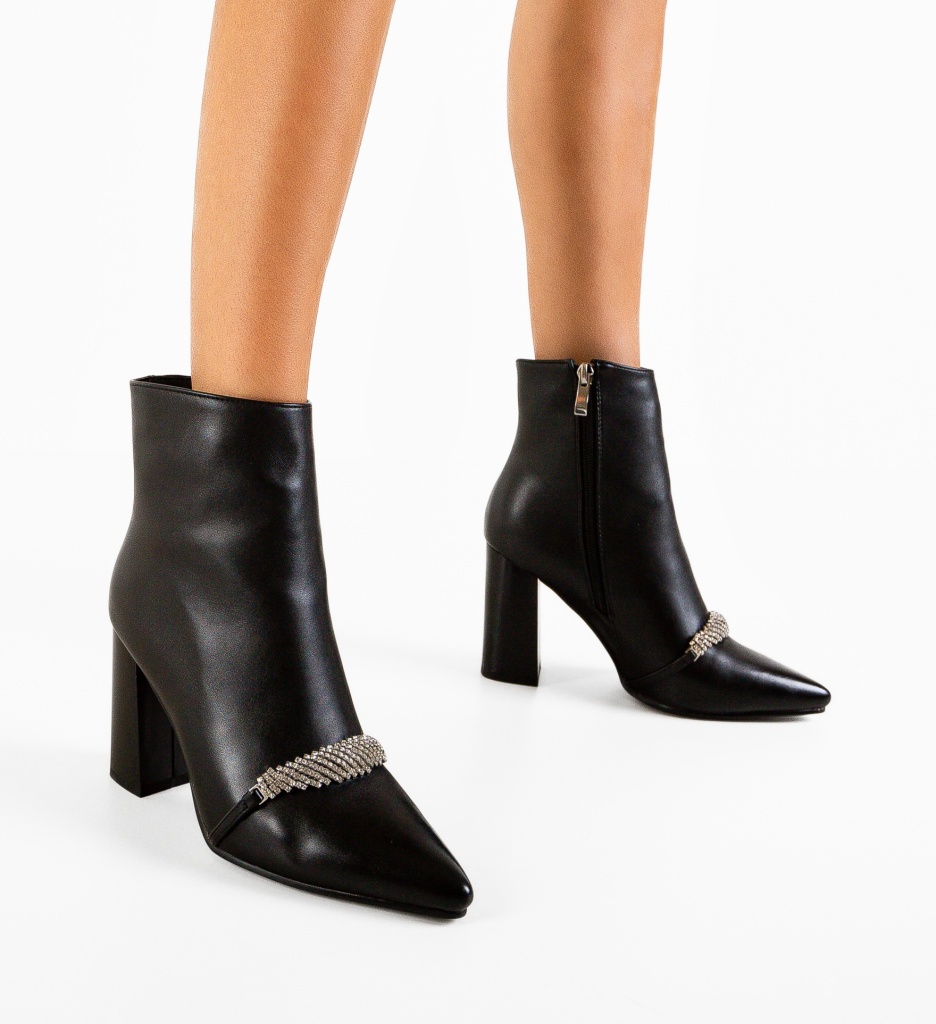 Botine Dama Schoorel Negre Elegante