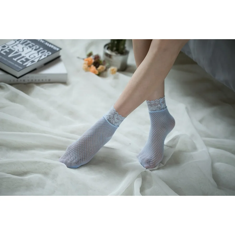 Pressio Sosete Edge cu Dantelă Negre