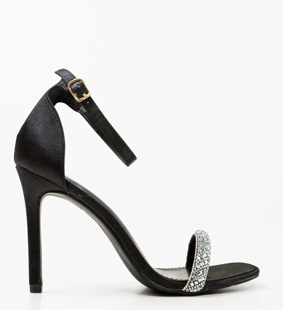 Sandale Eteset Negre Elegante cu Toc - imagine 5
