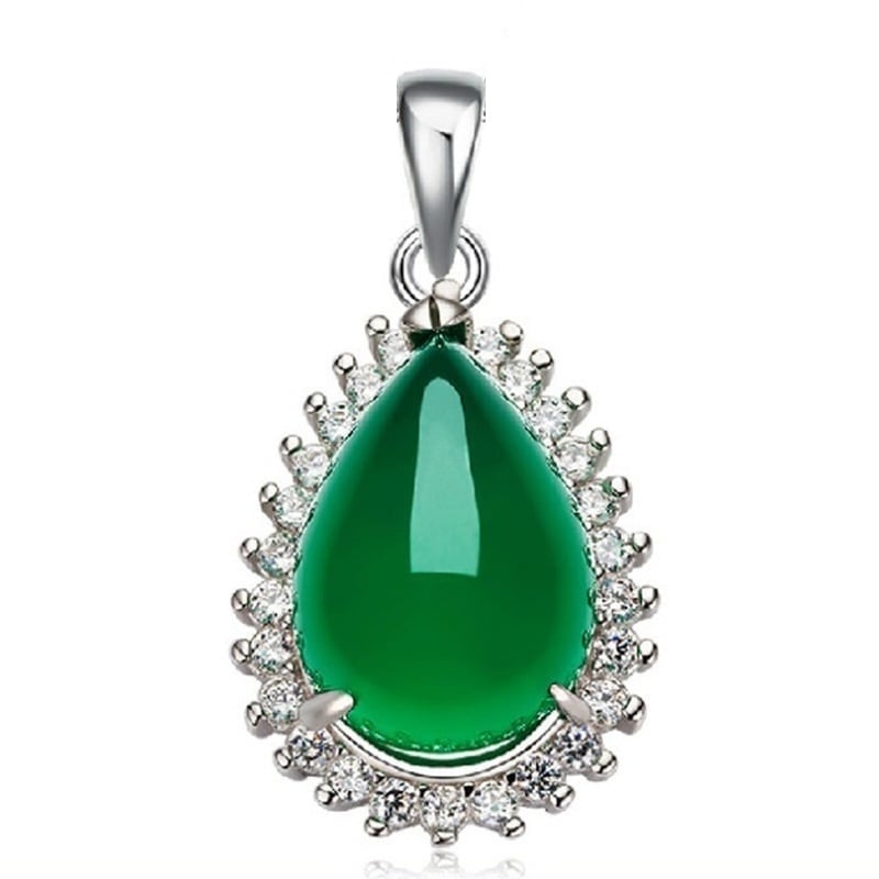 Delis Pandantiv Argint cu Piatră Verde Elegant