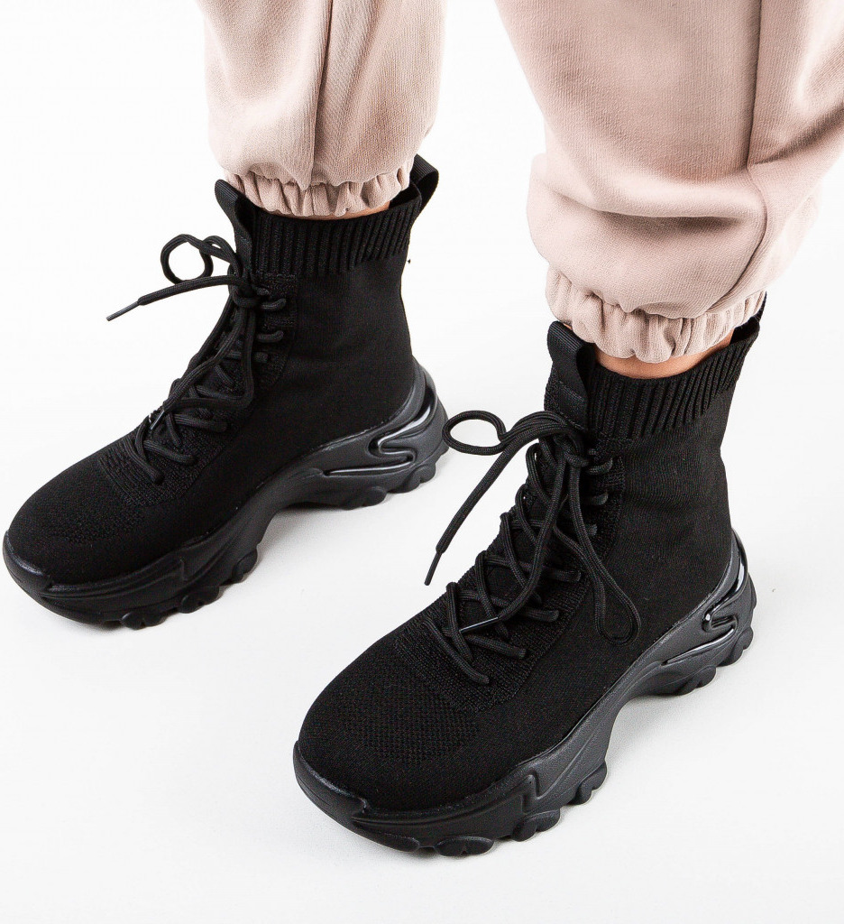 Pantofi Sport Mendra Negri - Confort & Stil - imagine 2