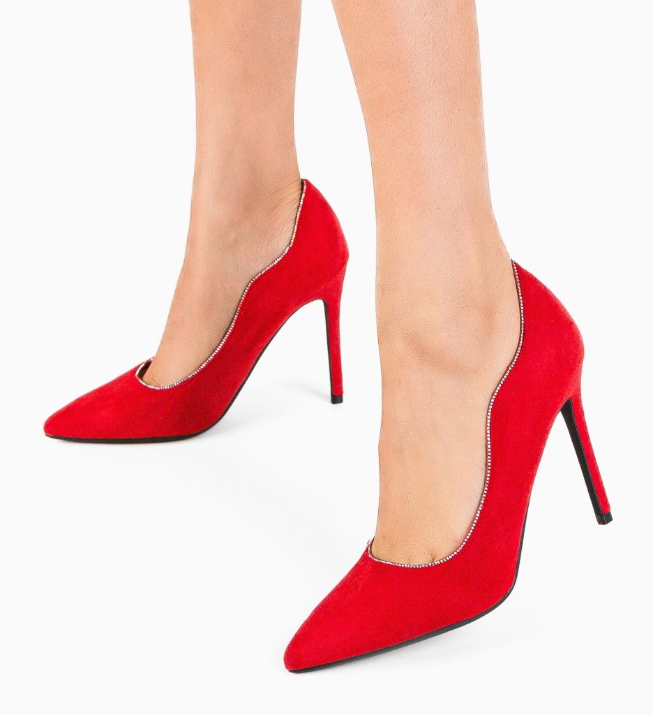 Pantofi Dama Wayan Rosii cu Toc Eleganți - imagine 4