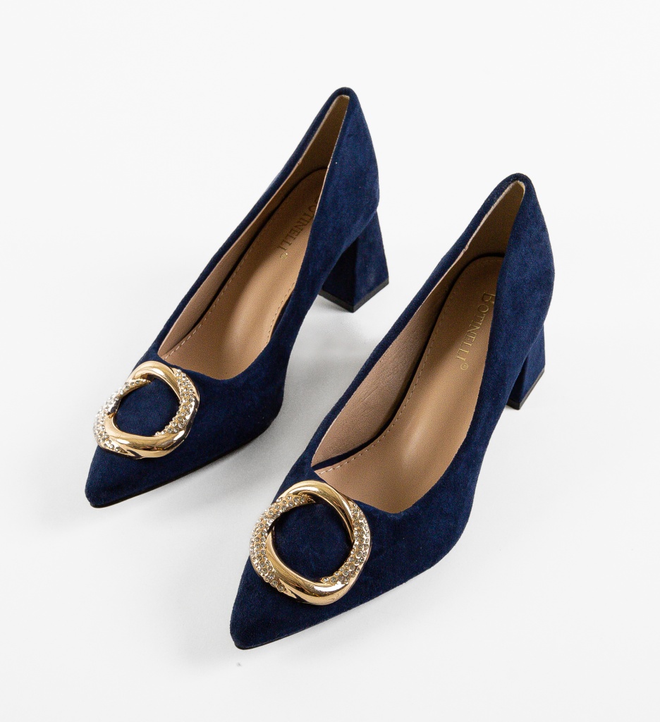 Pantofi Tillie Albastri cu Toc Eleganti - imagine 3