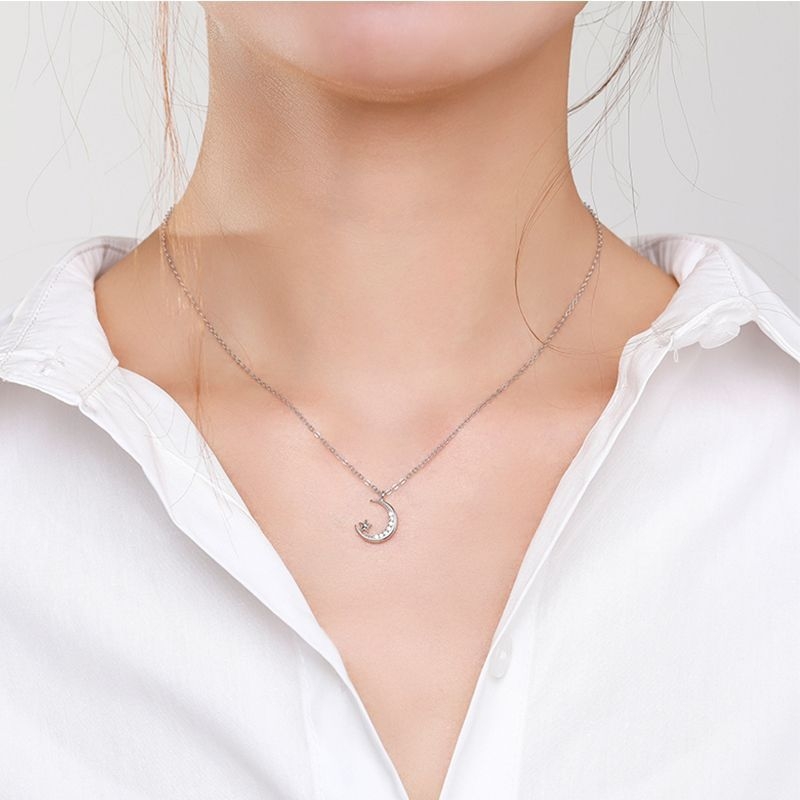 Lantisor argint 925 JW1837 semiluna placat rodiu Zhuhai - imagine 2