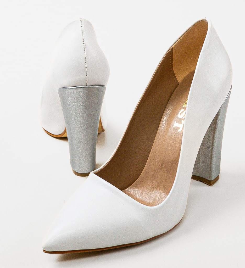 Pantofi cu toc Sorca Albi | Eleganți și Moderni - imagine 7