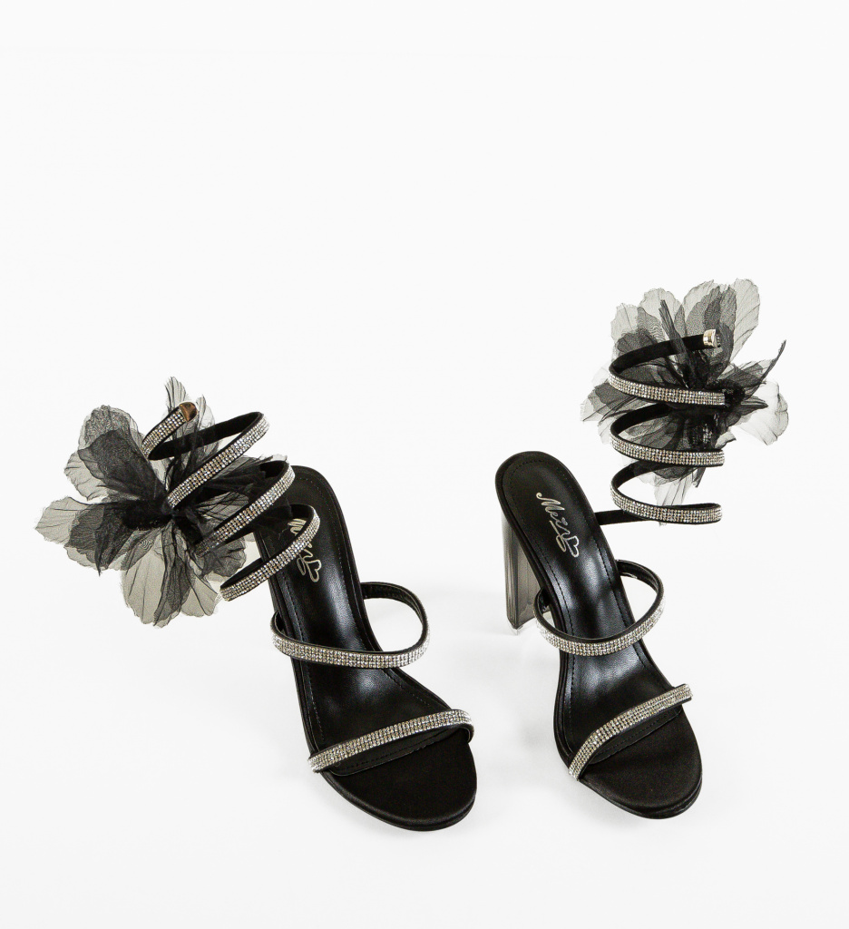 Sandale cu Toc Zambel Negre - Design Elegant - imagine 6