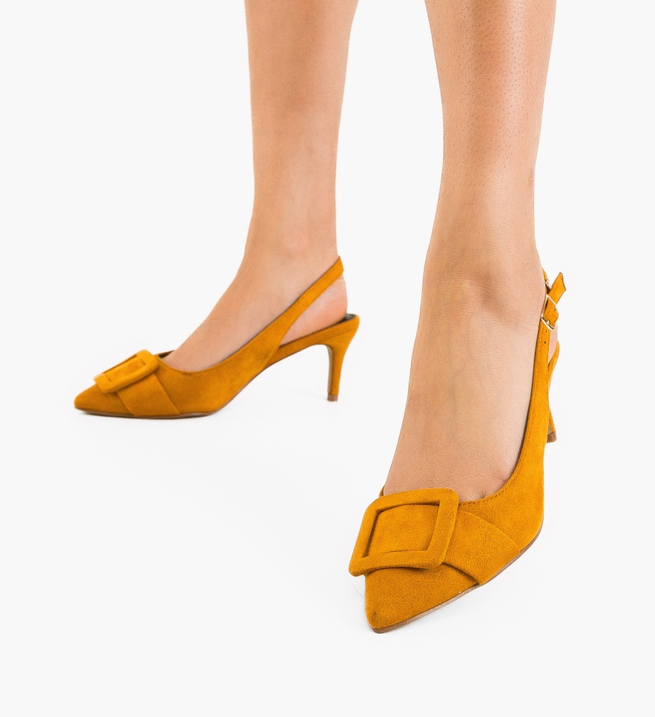 Pantofi cu Toc Luleo Galbeni - Eleganță - imagine 4