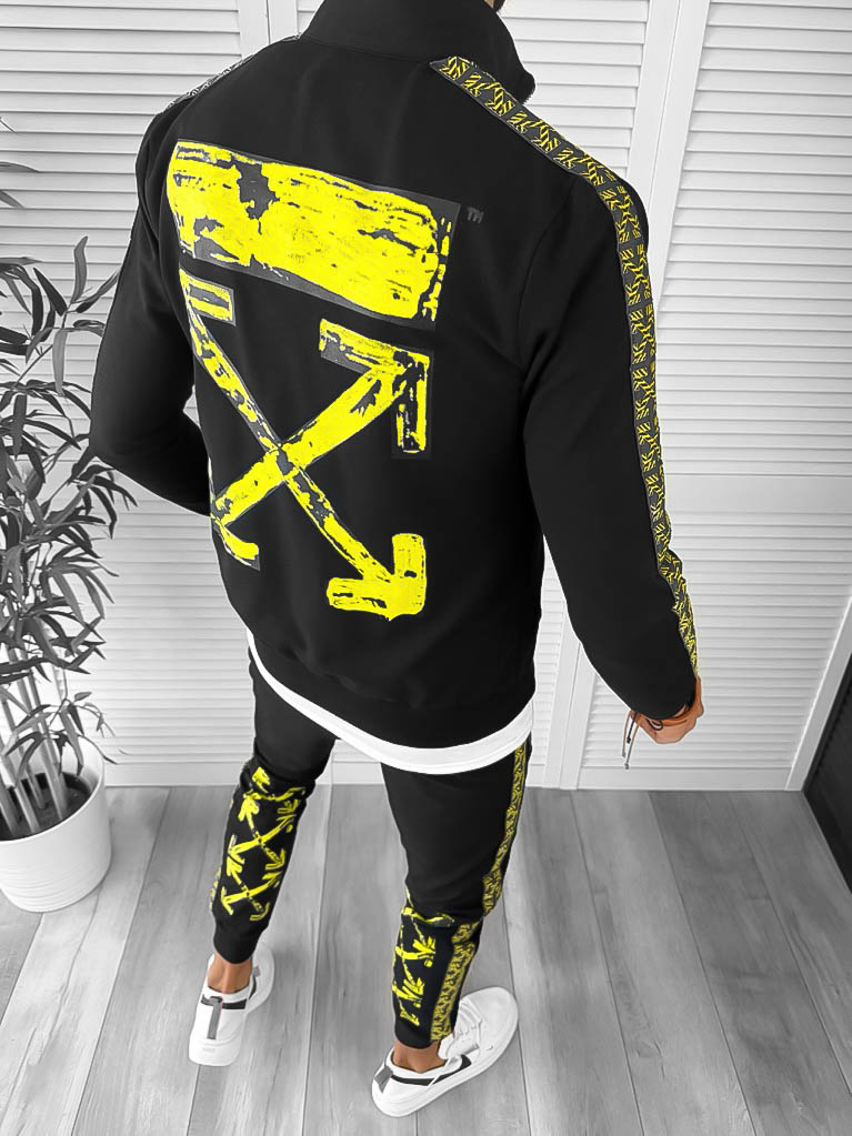 Trening Barbati Negru-Galben Slim Fit