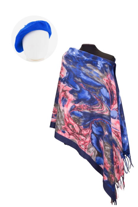 Set Esarfă & Beretă Albastru | Eleganță Franceză