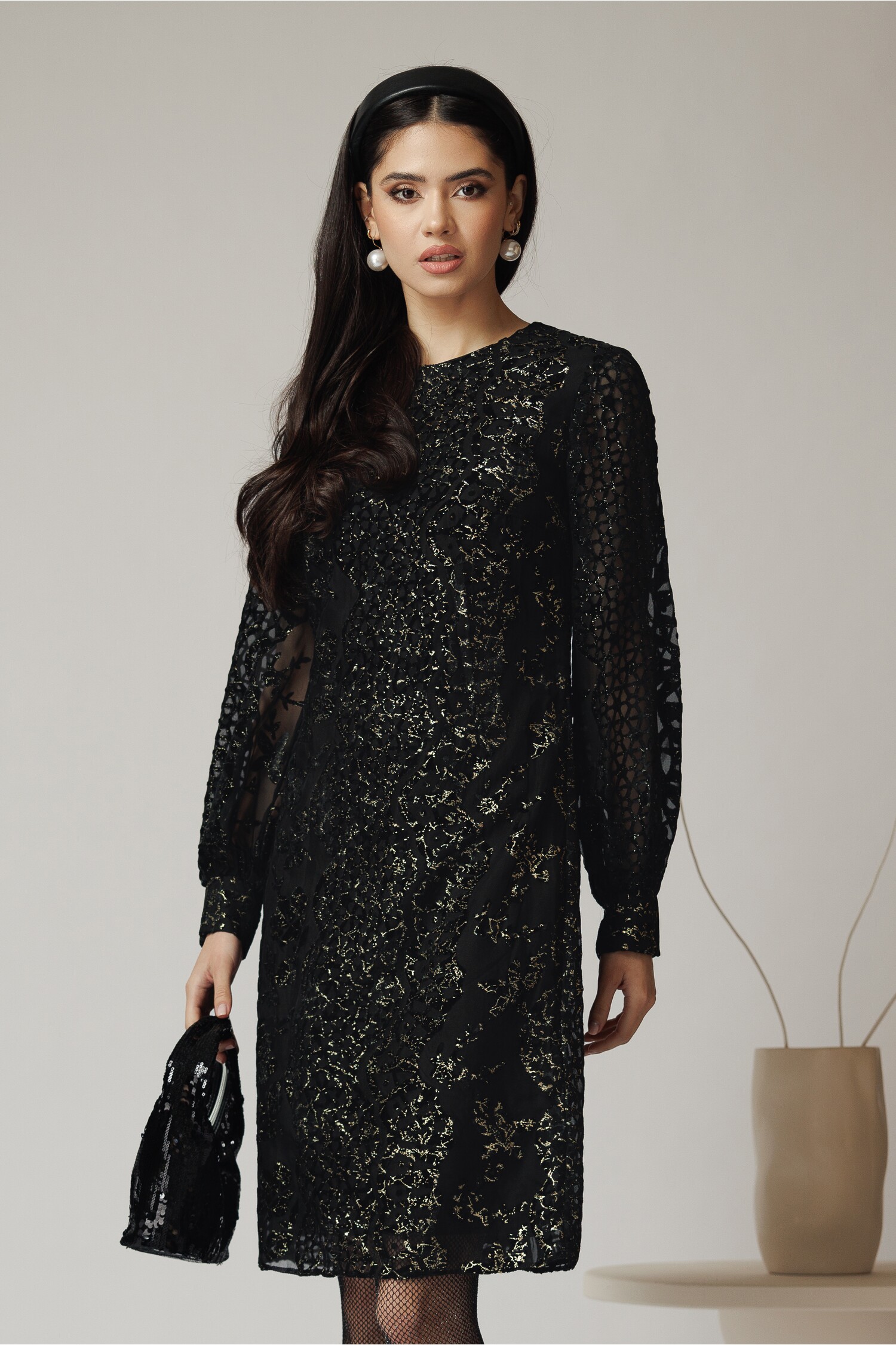 Rochie Eleganta Neagra Catifea DY Fashion