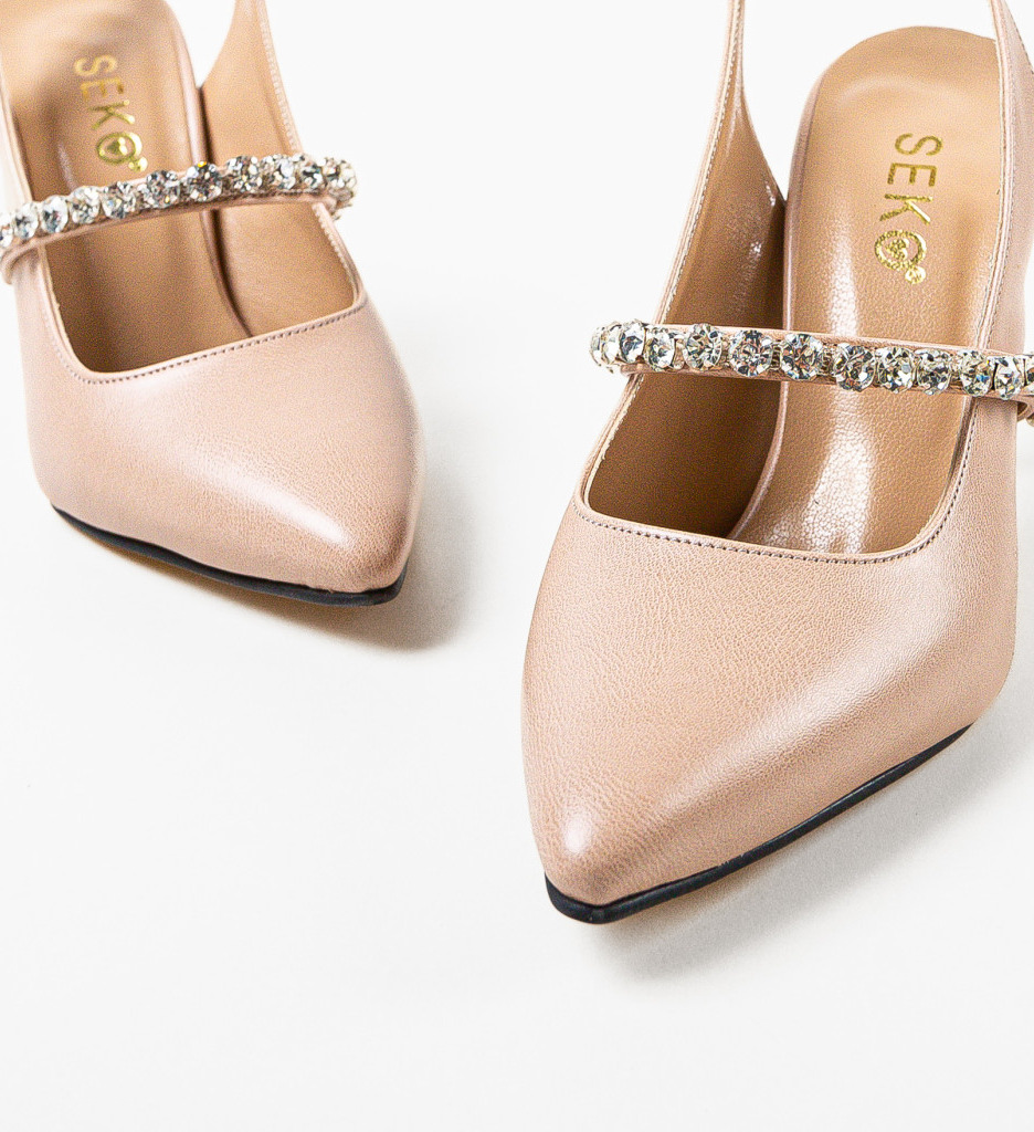 Pantofi dama Cook Nude cu toc elegant - imagine 5