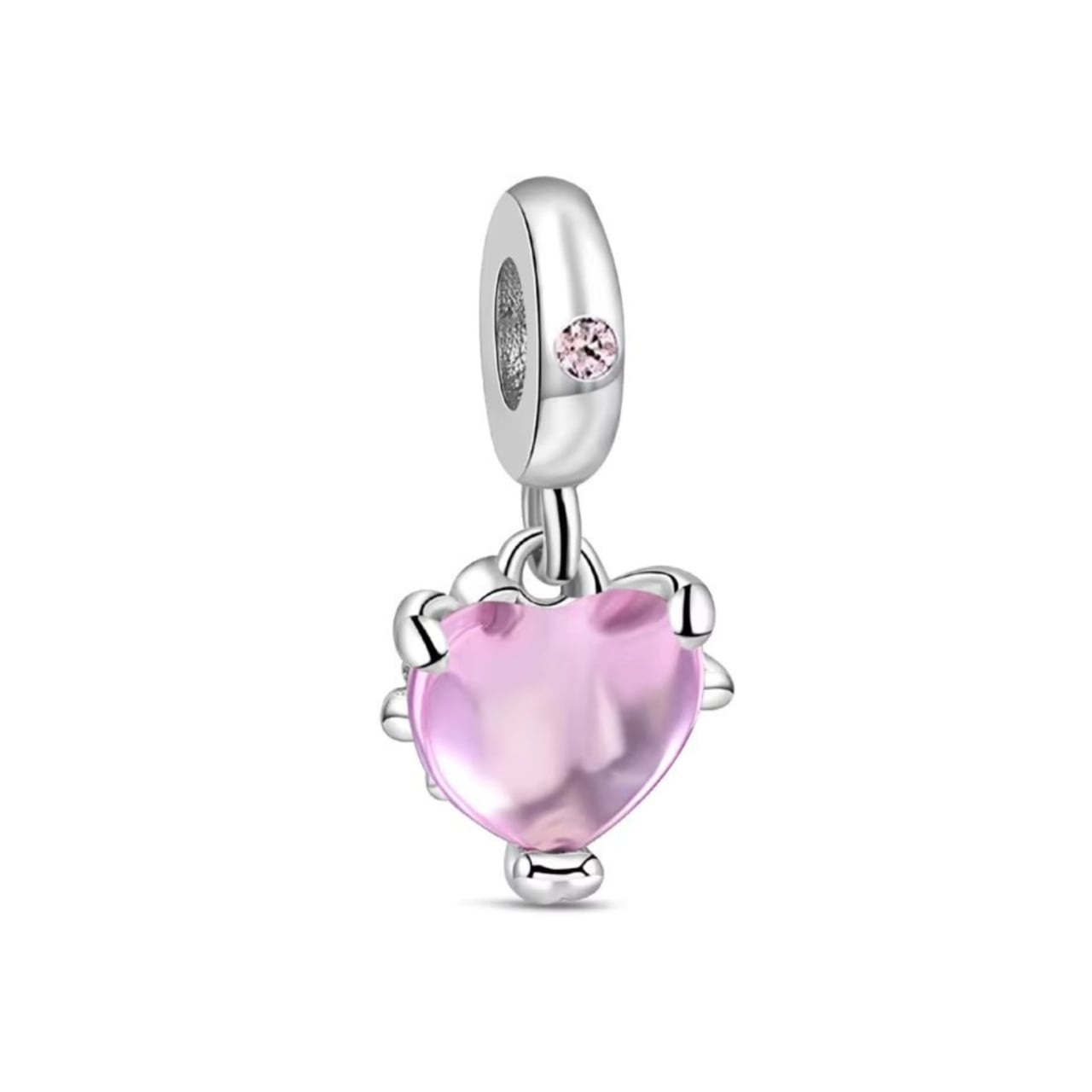 Charm Argint Delis Inima Roz - Design Elegant