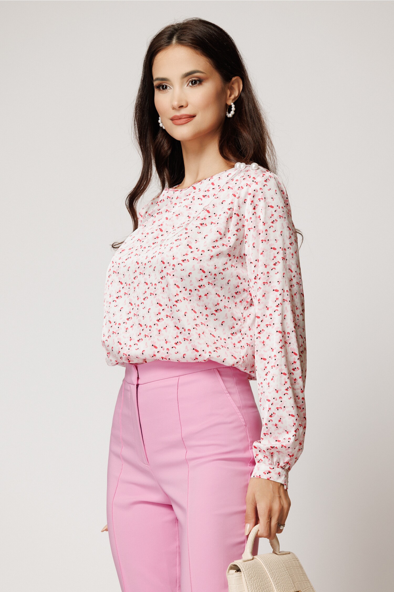 Bluza Elegantă Voal cu Perle | Stil Feminin