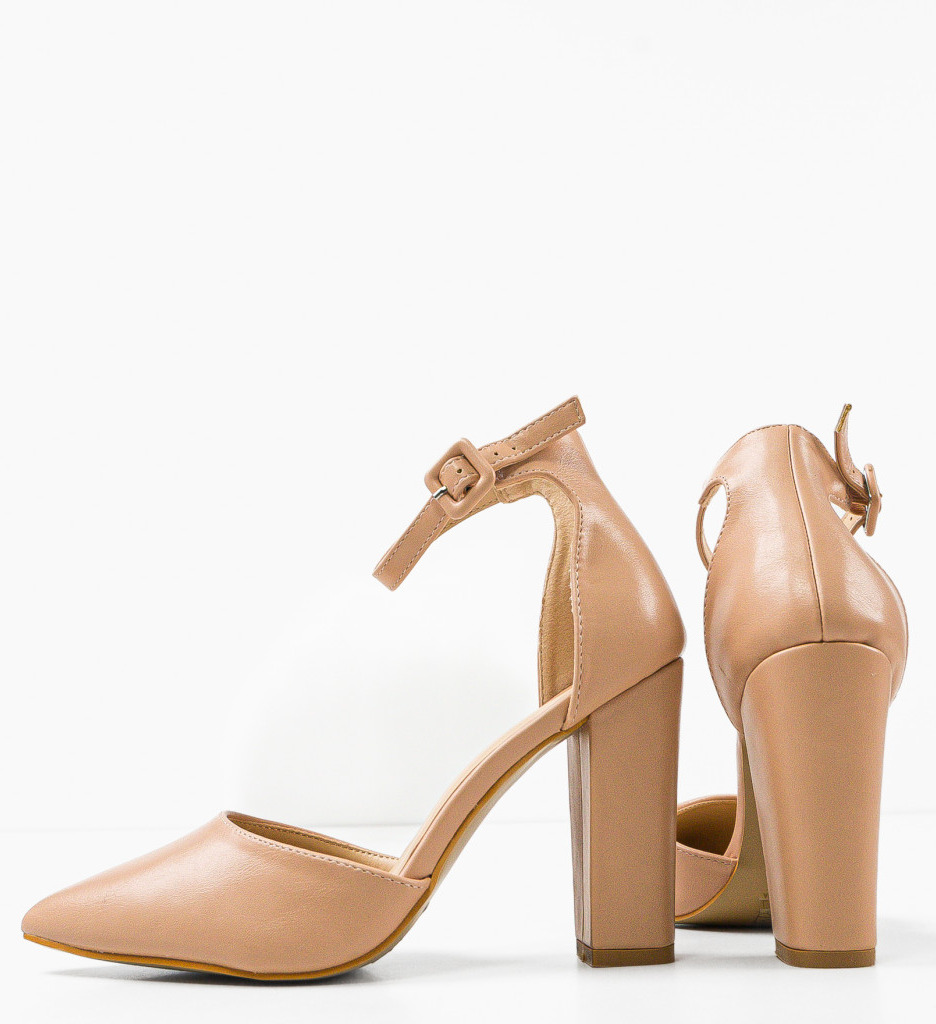 Pantofi Carina Bej cu toc elegant | Comfort & Stil - imagine 6