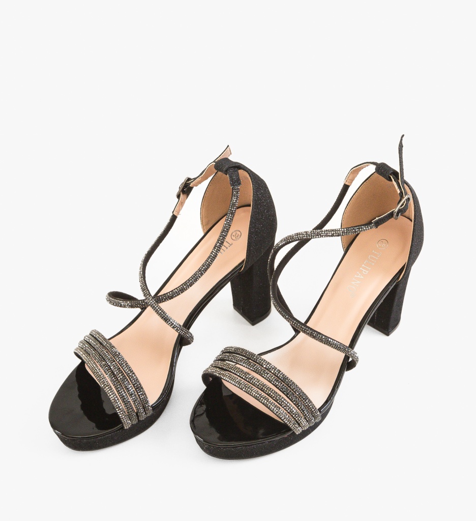 Sandale Hana Negre cu Toc - Eleganță de Ocazie - imagine 3