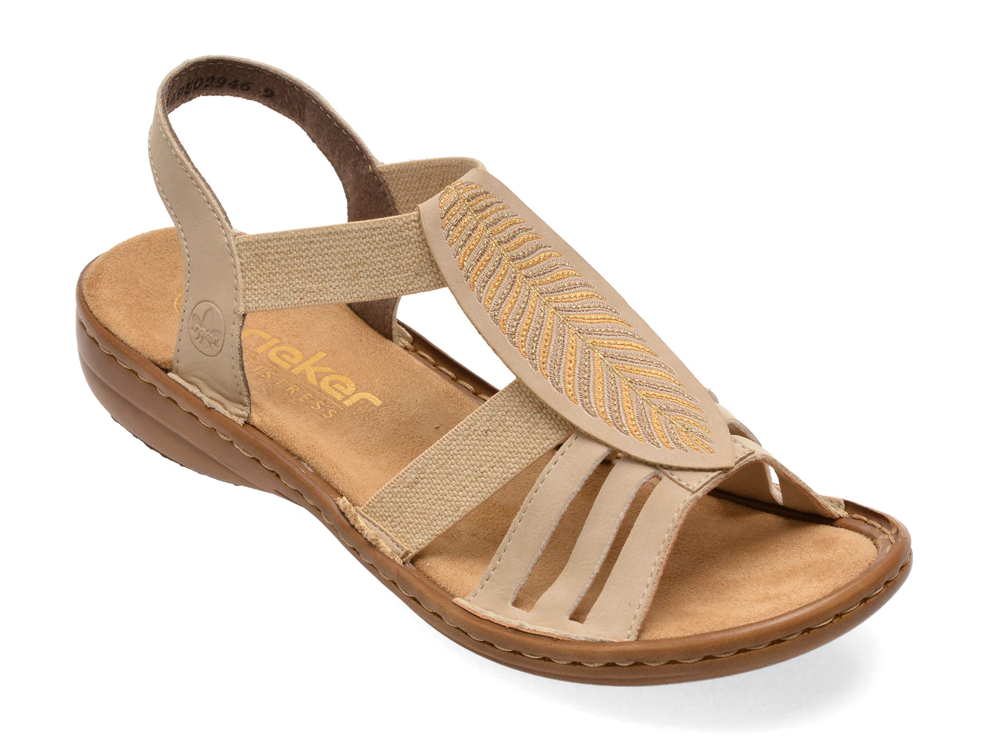 Sandale Rieker Confort Bej | Piele Eco - imagine 2