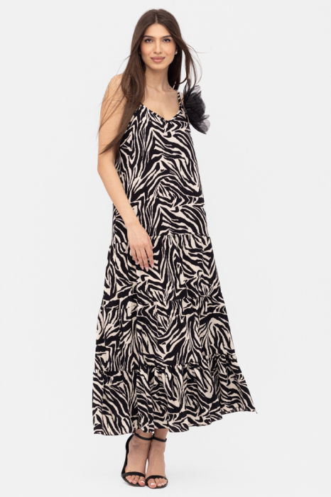 Rochie Eleganta Animal Print Volane | Shopika