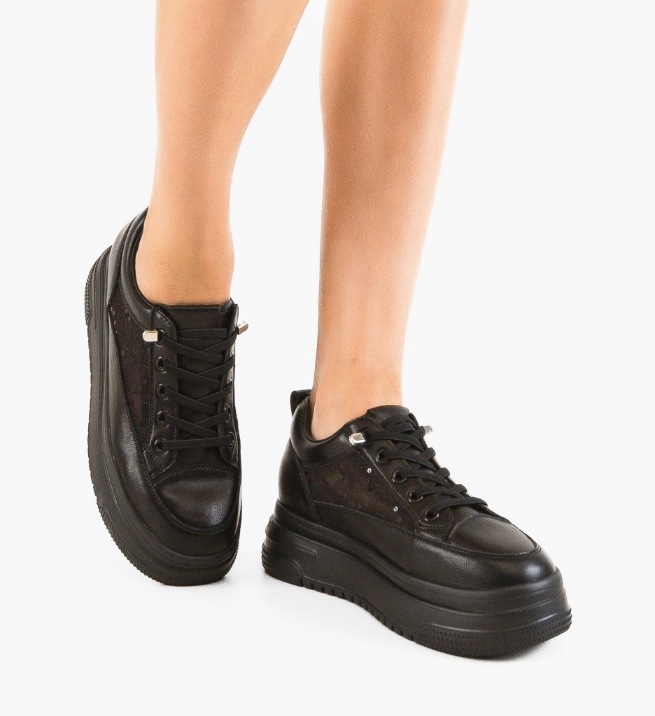 Sneakers Royal Negri Dama | Stil Urban Confortabil - imagine 2