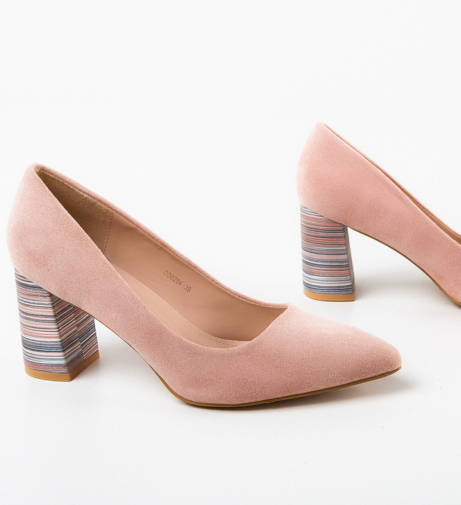 Pantofi Ferne Roz cu Toc Eleganți - imagine 5