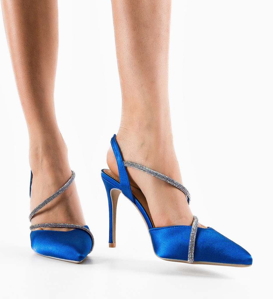 Pantofi Khan Albastri cu Toc Eleganți - imagine 2