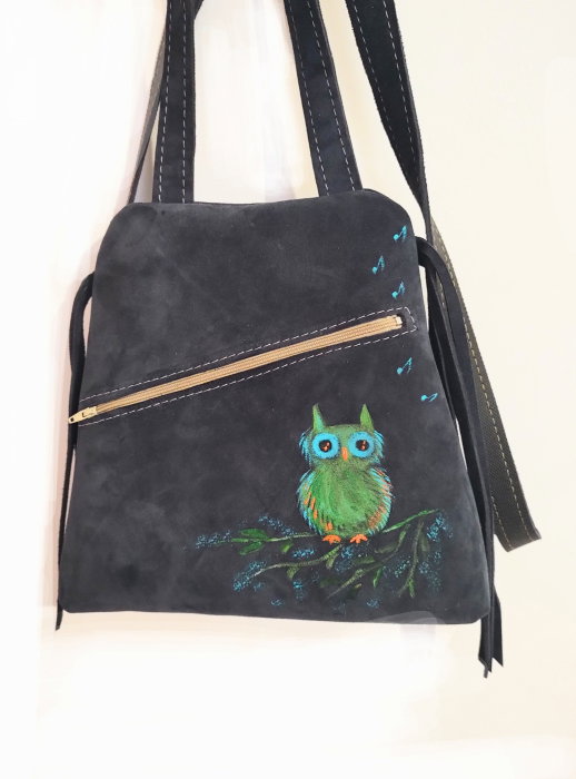 Rucsac Piele Shopika cu Design Bufniță | Eleganță Naturală - imagine 2