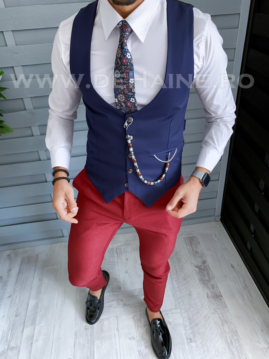 Compleu Barbati Vesta + Pantaloni Elegant Slim Fit