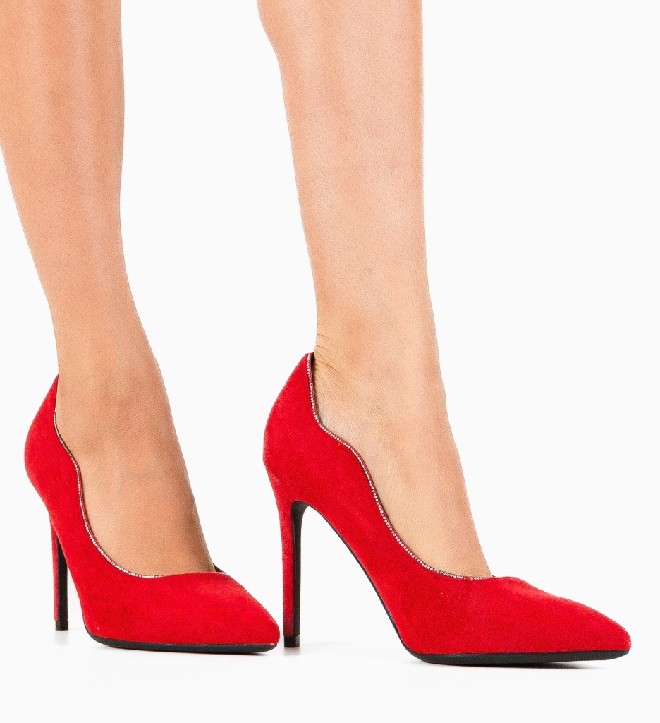 Pantofi Dama Wayan Rosii cu Toc Eleganți - imagine 3
