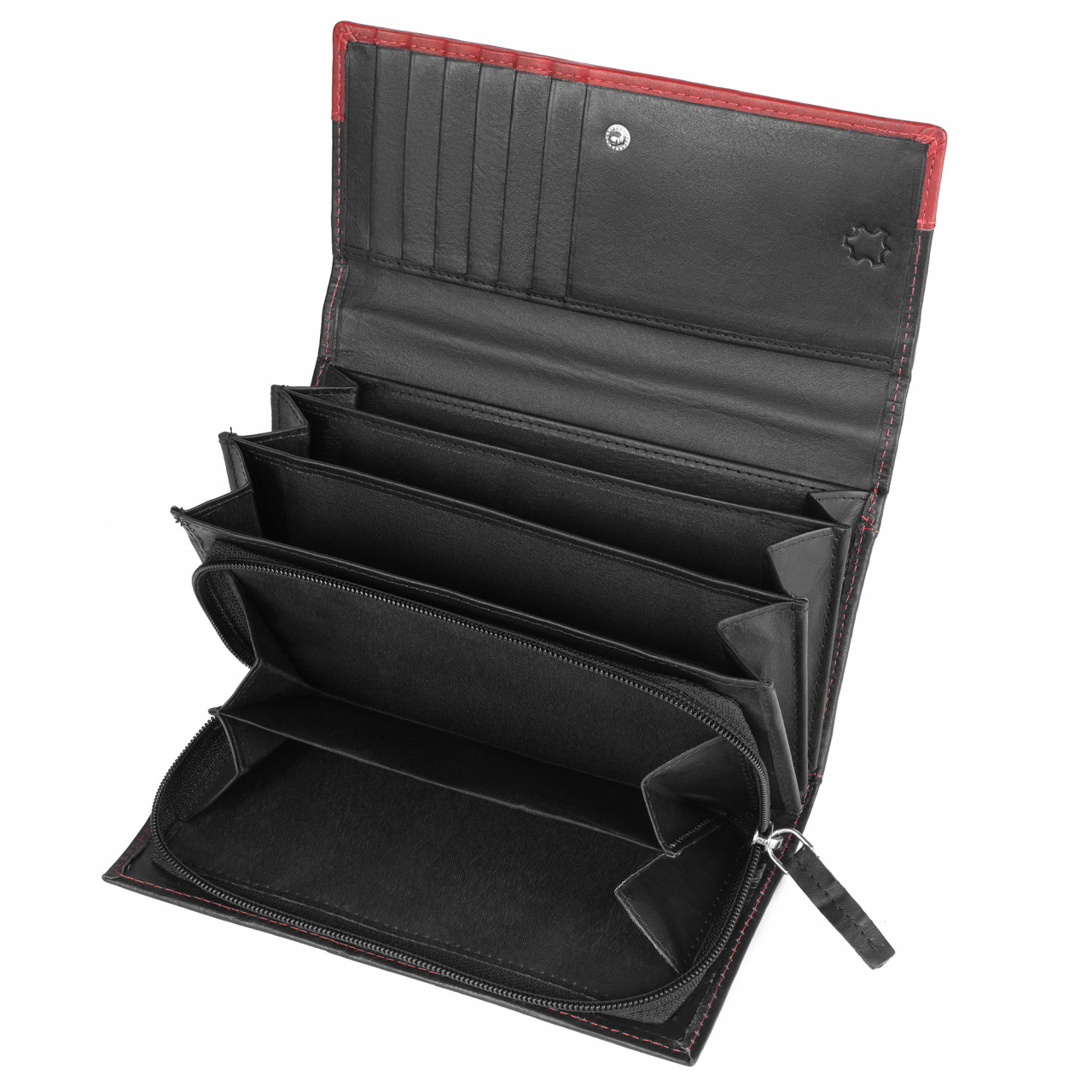 Portofel Dama Marquise Piele Naturala Negru/Rosu - imagine 4