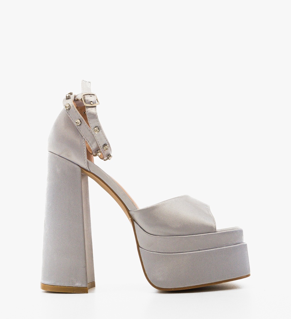 Sandale Dama Minin Argintii cu Toc Elegante - imagine 5