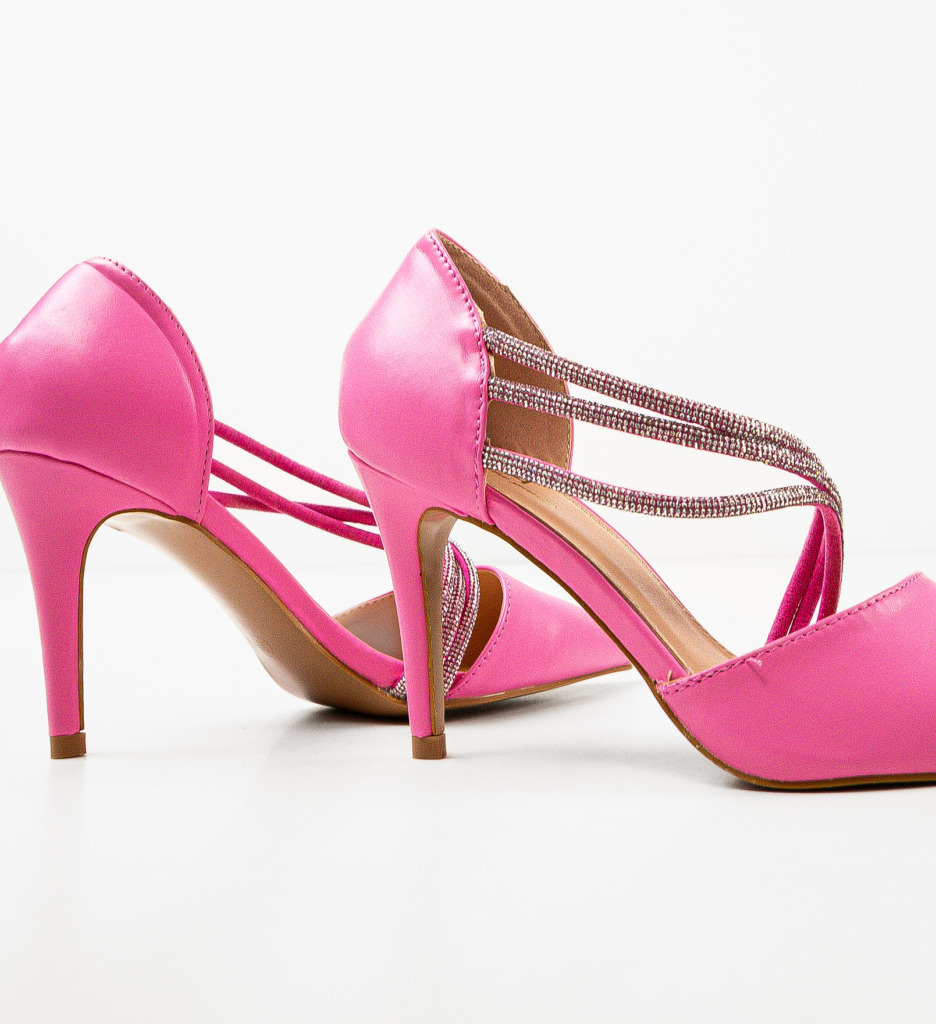 Pantofi dama Pratima Roz cu toc elegant - imagine 6