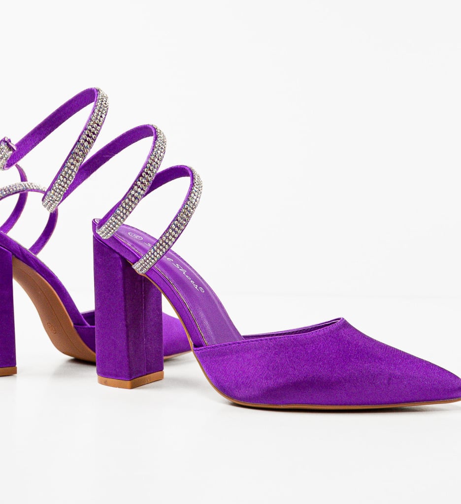 Pantofi dama Lhamo Mov eleganți cu toc - imagine 9