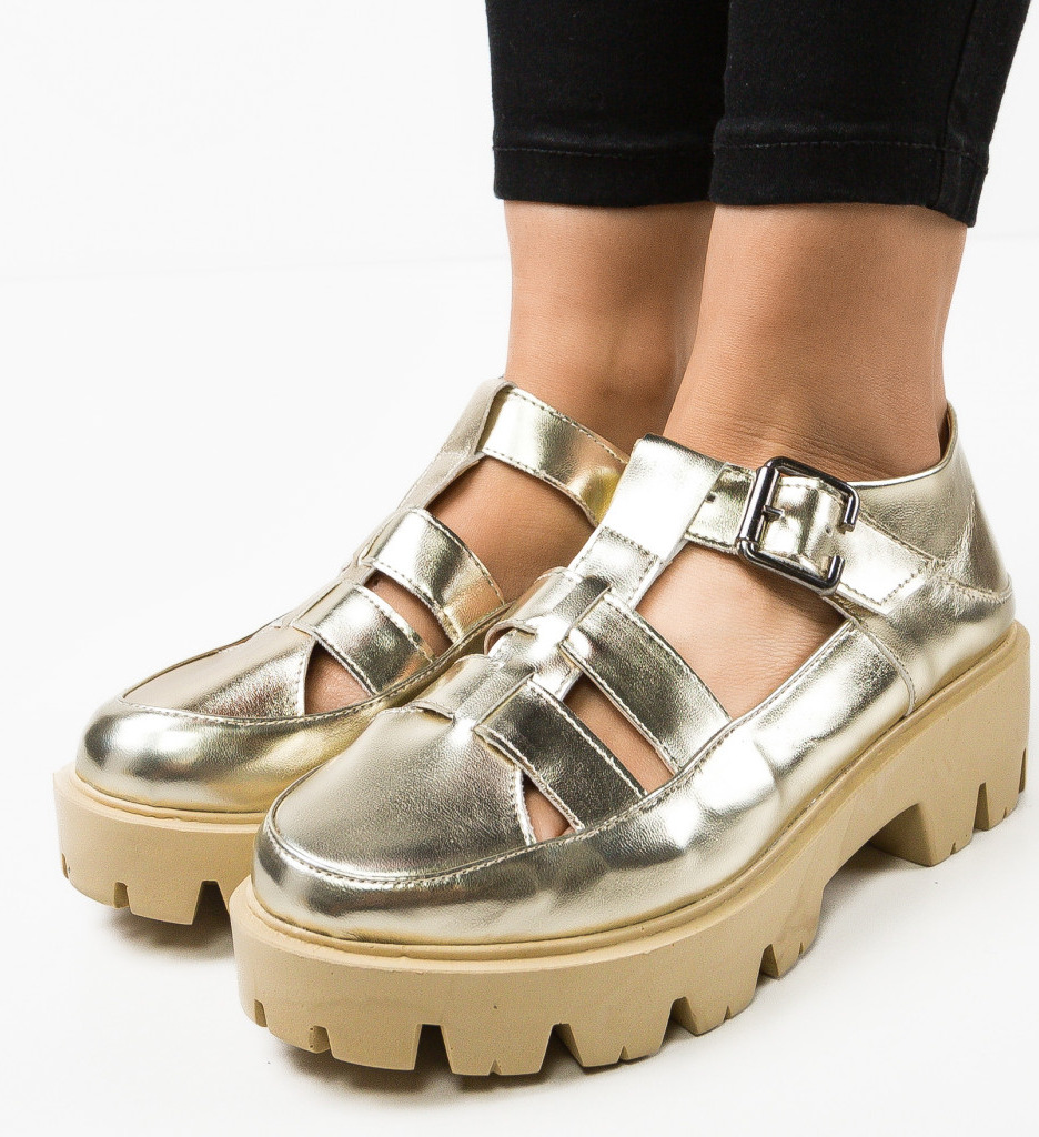 Pantofi Casual Aurii | Stil Unic Asigurat - imagine 4