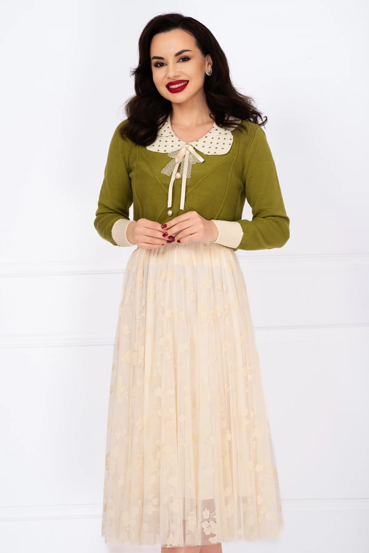 Pulover Verde Petra Inpuff - Eleganță Detasabilă