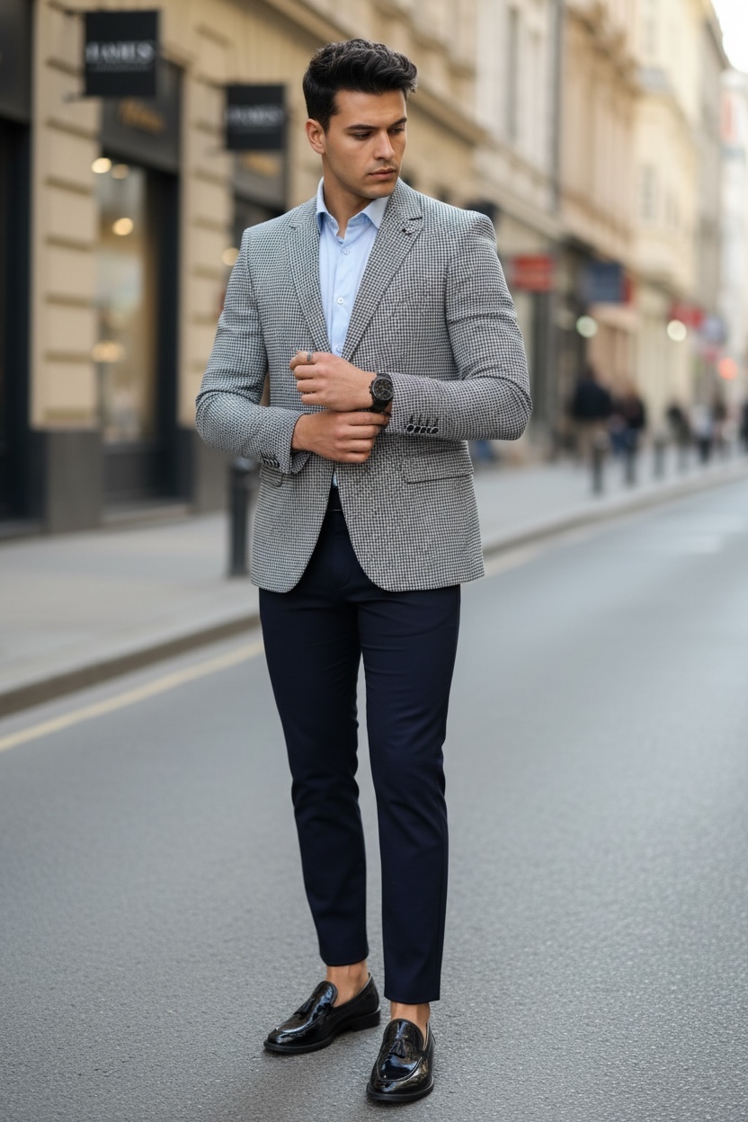 Sacou Barbati Slim Fit in Carouri