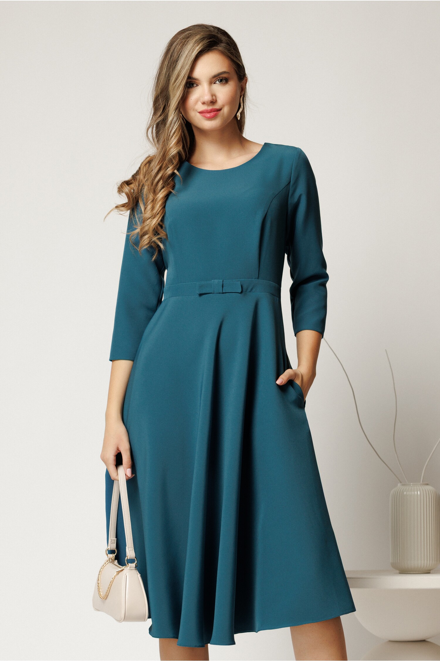 Rochie DY Fashion Midi Office Turcoaz Elegantă