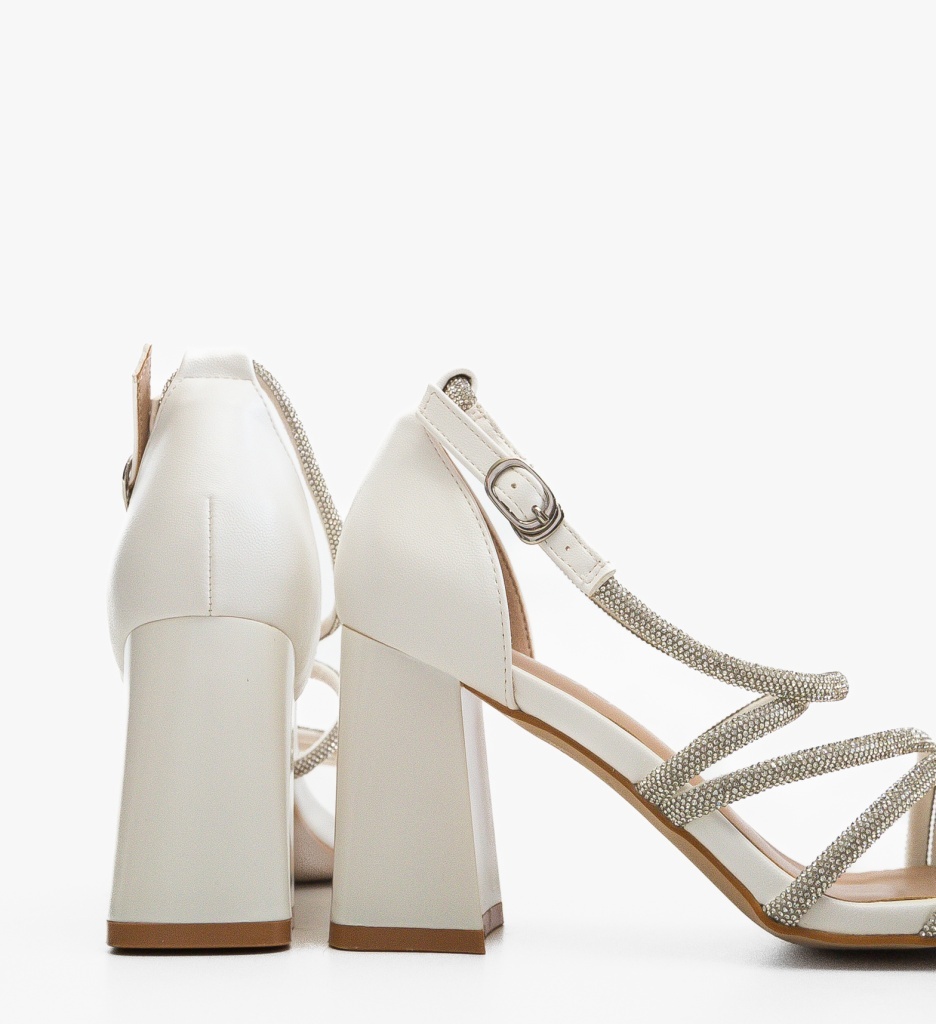 Sandale cu toc Eremia Albe – Eleganță și Stil - imagine 3