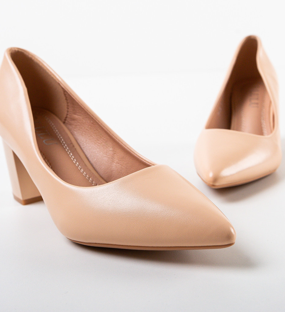 Pantofi Dama Boyleb Bej cu Toc Elegant - imagine 6
