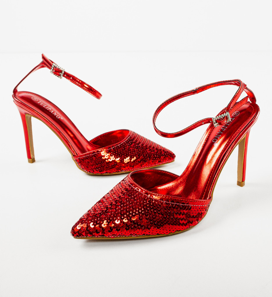 Pantofi Zhelimi Rosii cu Toc Eleganți - imagine 5