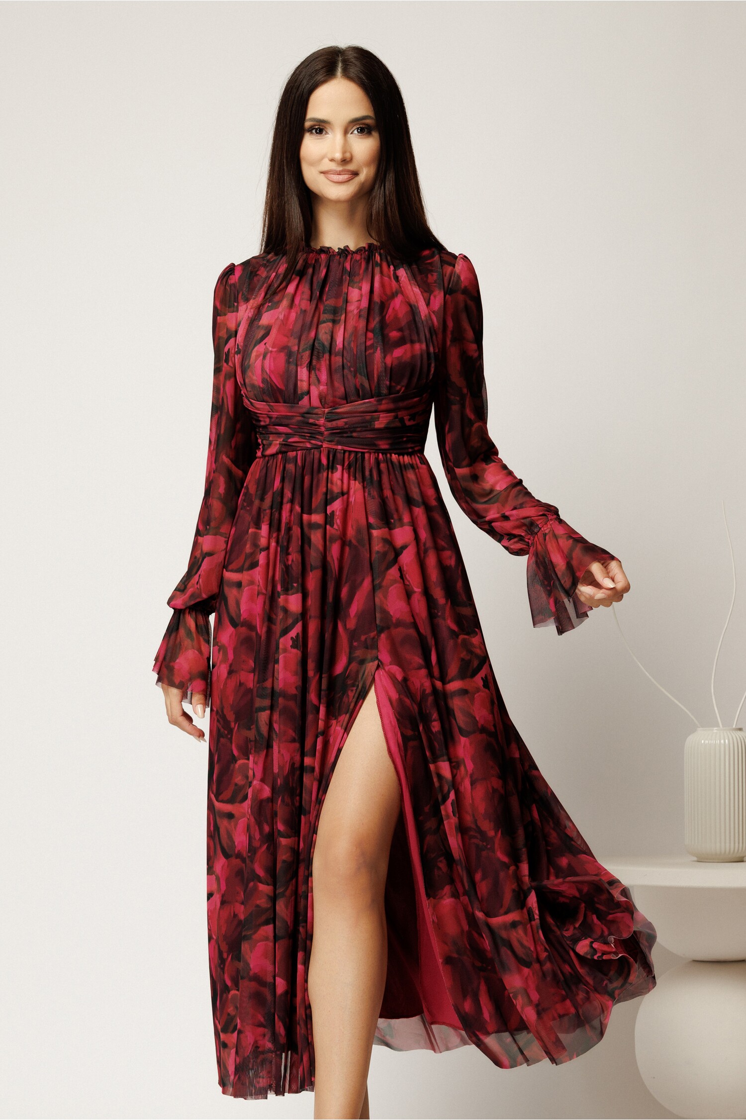 Rochie DY Fashion Eleganta Bordo din Tulle
