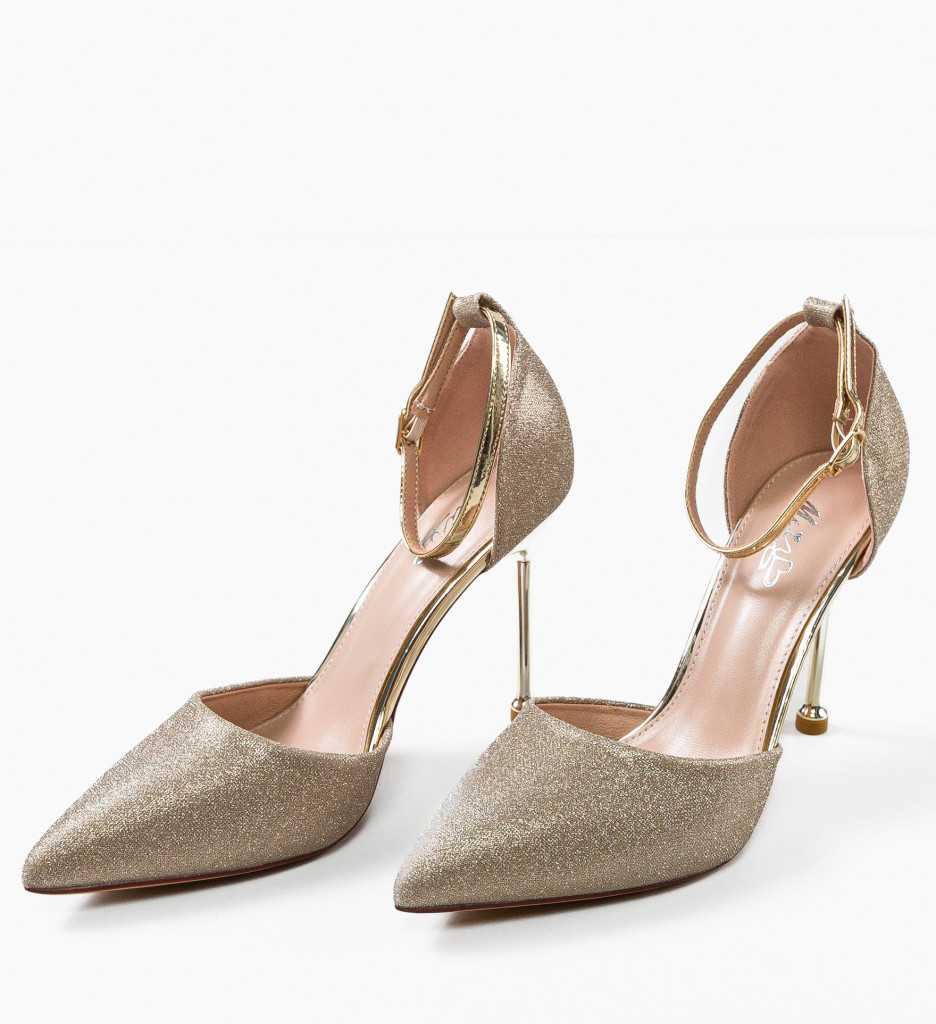 Pantofi Chima Aurii cu Toc - Eleganță și Stil - imagine 5